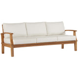 Cove Outdoor Patio Teak Sofa in Natural White