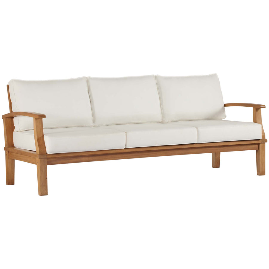 Cove Outdoor Patio Teak Sofa in Natural White