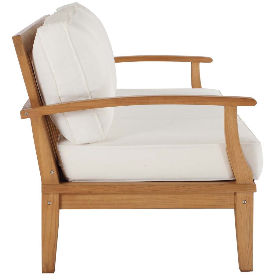 Cove Outdoor Patio Teak Sofa in Natural White