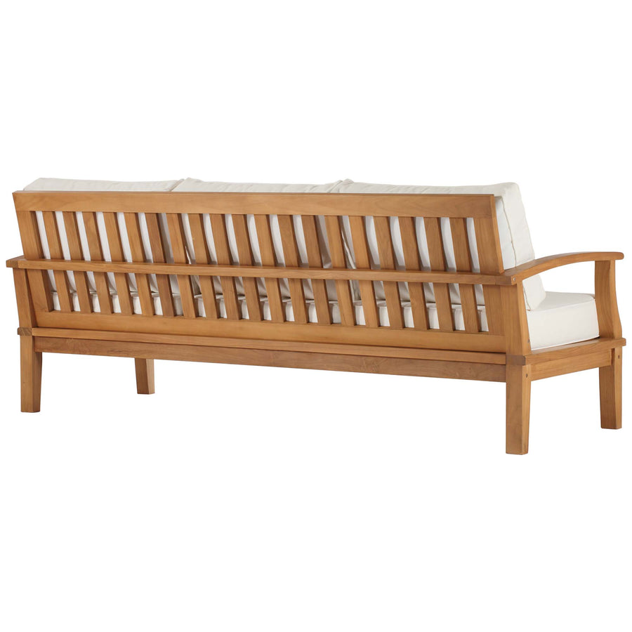 Cove Outdoor Patio Teak Sofa in Natural White