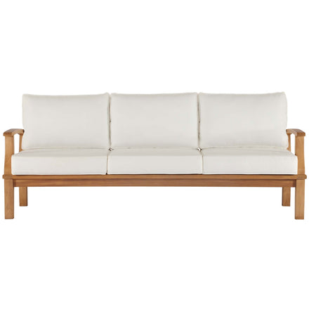 Marina Outdoor Patio Teak Sofa in Natural White