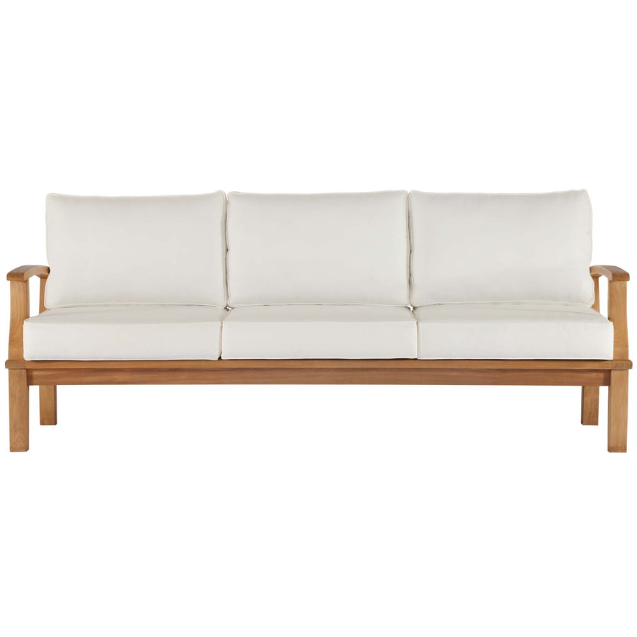 Cove Outdoor Patio Teak Sofa in Natural White