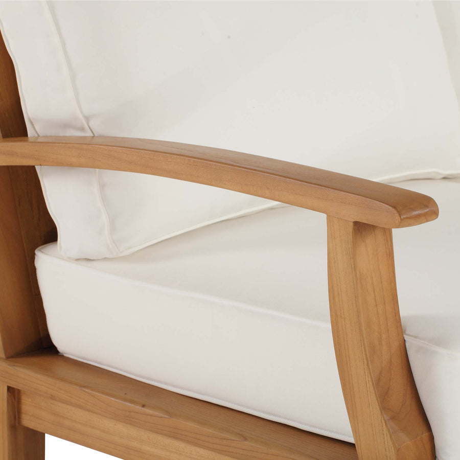 Cove Outdoor Patio Teak Sofa in Natural White
