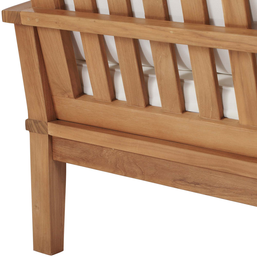 Cove Outdoor Patio Teak Sofa in Natural White