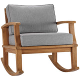 Cove Outdoor Patio Teak Rocking Chair in Natural Gray
