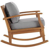 Cove Outdoor Patio Teak Rocking Chair in Natural Gray