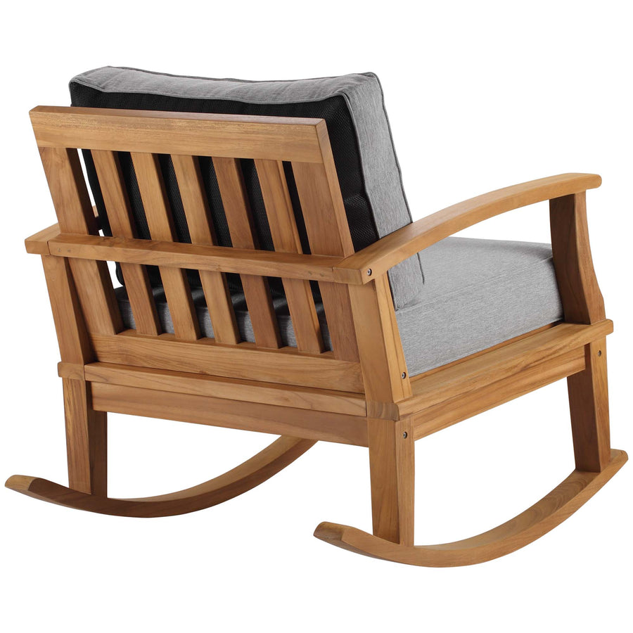 Cove Outdoor Patio Teak Rocking Chair in Natural Gray