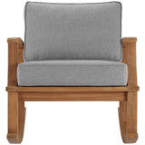 Cove Outdoor Patio Teak Rocking Chair in Natural Gray