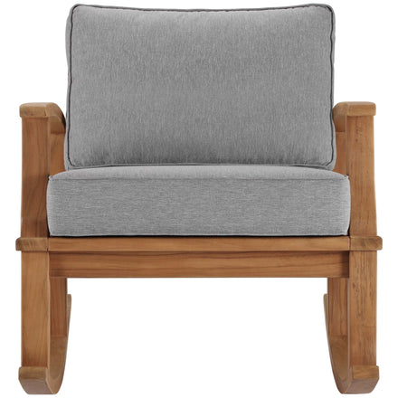 Marina Outdoor Patio Teak Rocking Chair in Natural Gray