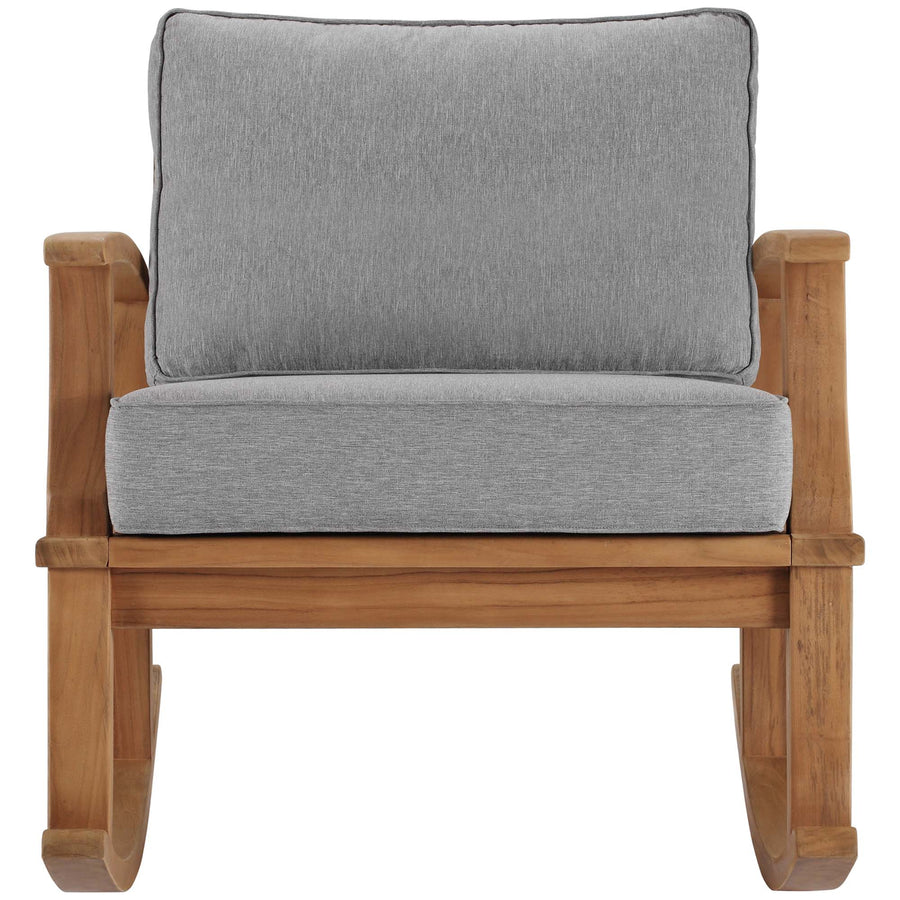 Cove Outdoor Patio Teak Rocking Chair in Natural Gray