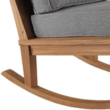Cove Outdoor Patio Teak Rocking Chair in Natural Gray