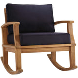 Cove Outdoor Patio Teak Rocking Chair in Natural Navy