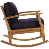 Cove Outdoor Patio Teak Rocking Chair in Natural Navy