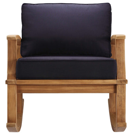 Marina Outdoor Patio Teak Rocking Chair in Natural Navy