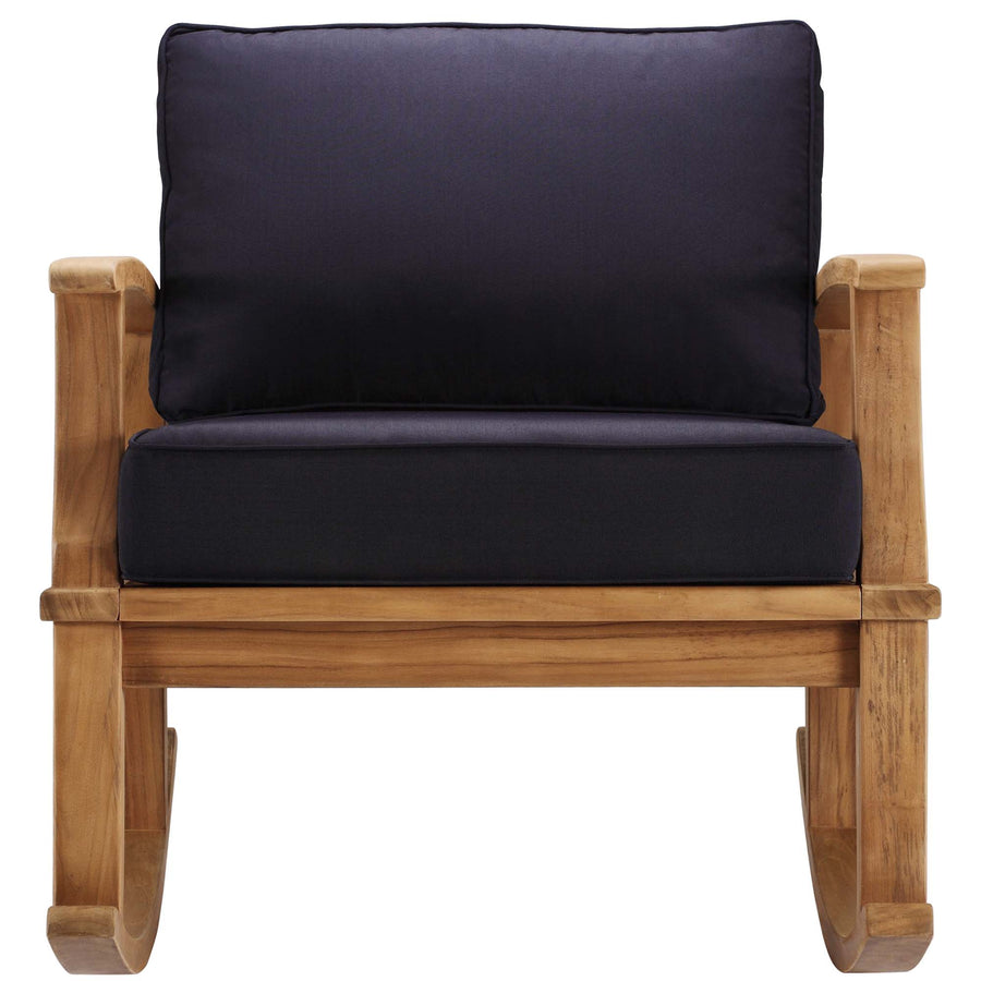 Cove Outdoor Patio Teak Rocking Chair in Natural Navy