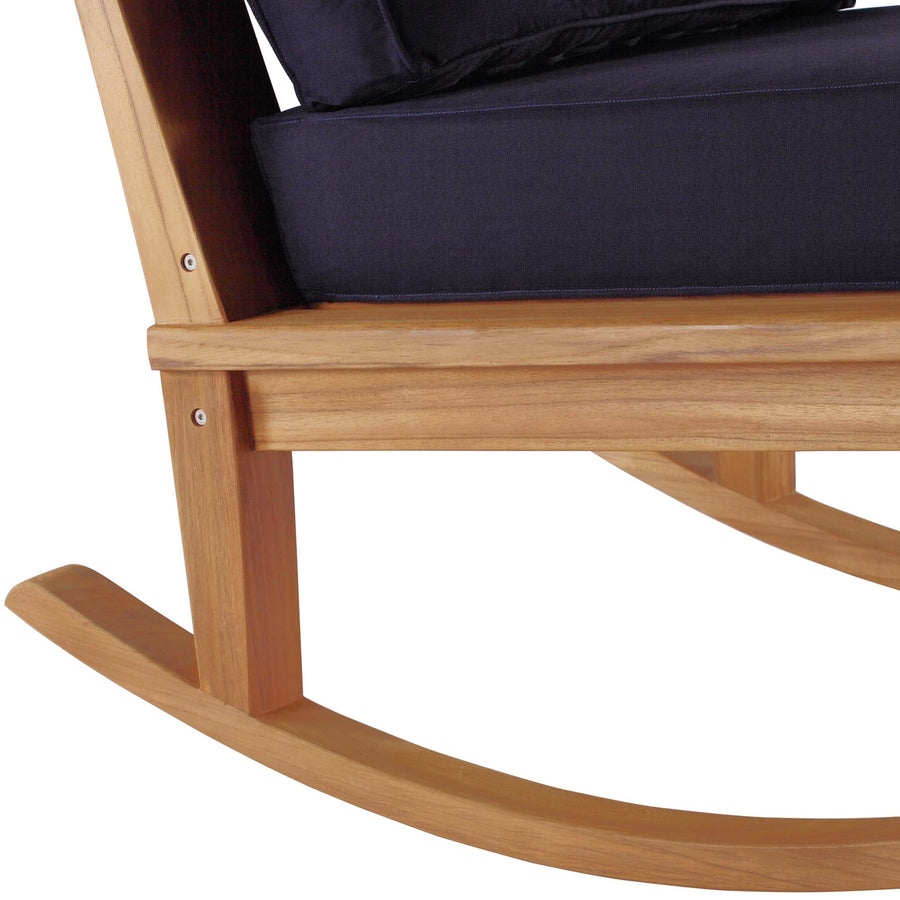 Cove Outdoor Patio Teak Rocking Chair in Natural Navy