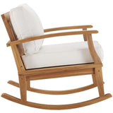 Cove Outdoor Patio Teak Rocking Chair in Natural White