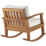 Cove Outdoor Patio Teak Rocking Chair in Natural White