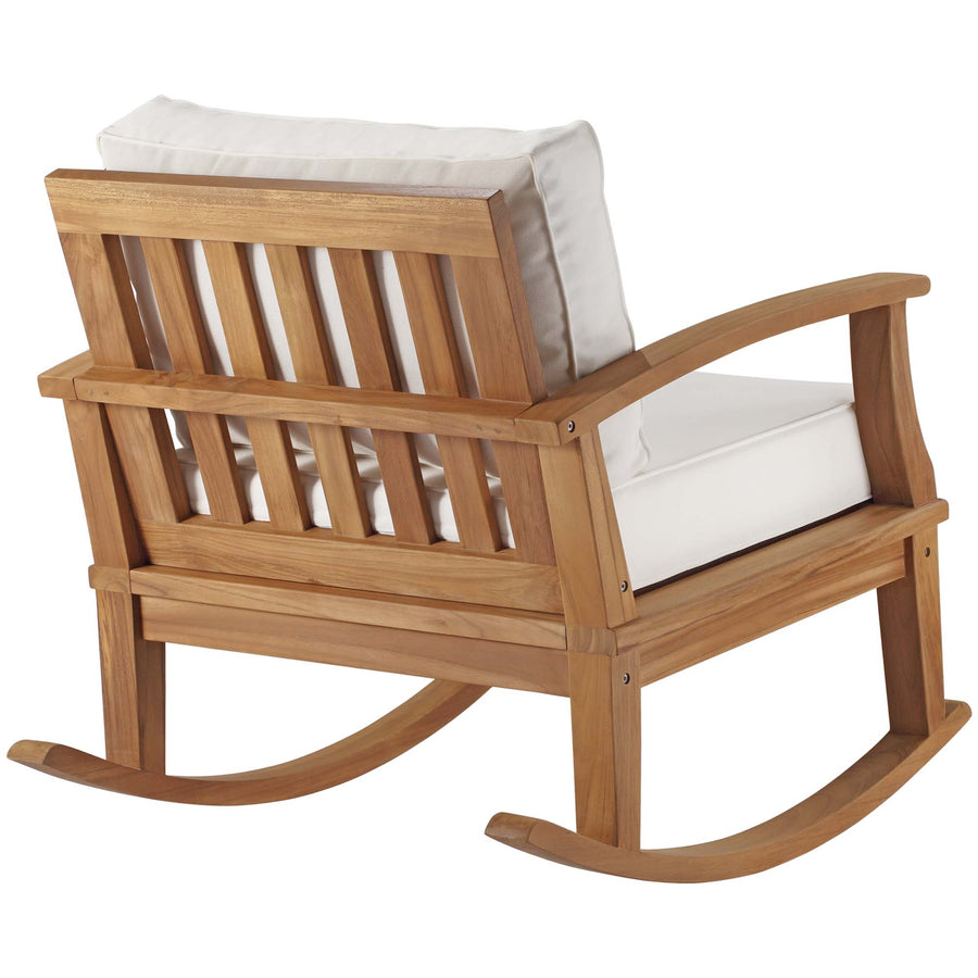 Cove Outdoor Patio Teak Rocking Chair in Natural White