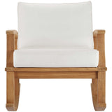 Cove Outdoor Patio Teak Rocking Chair in Natural White