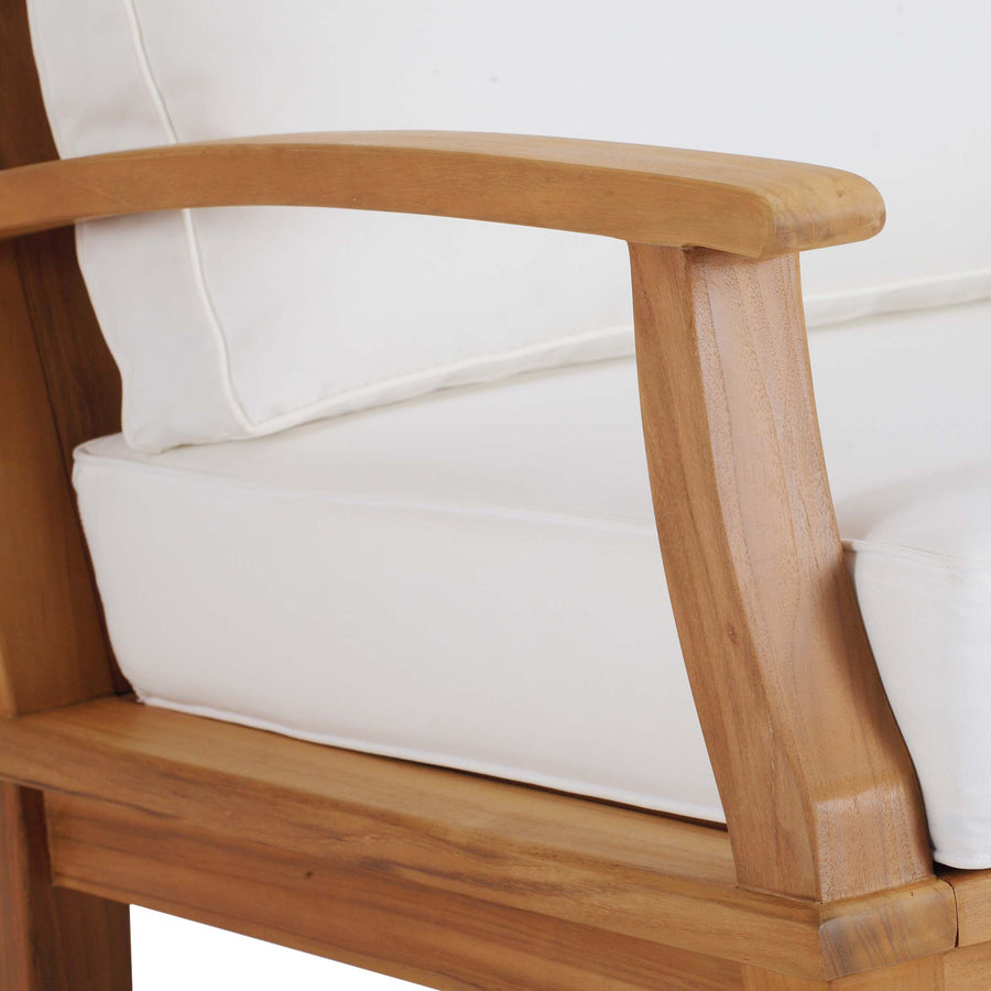 Cove Outdoor Patio Teak Rocking Chair in Natural White