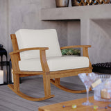 Cove Outdoor Patio Teak Rocking Chair in Natural White