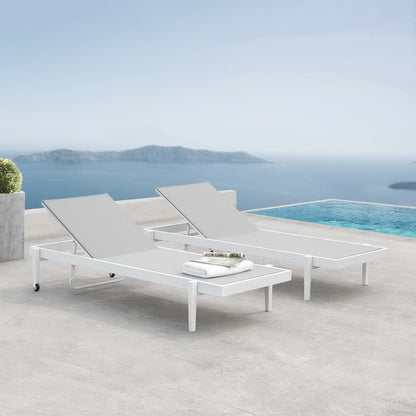 Charleston Outdoor Patio Aluminum Chaise Lounge Chair Set of 2 by Furniture for America