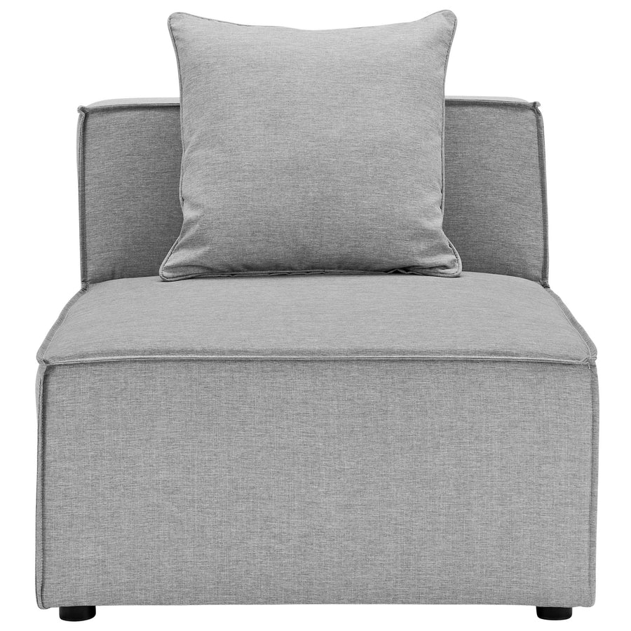 Heath Outdoor Patio Upholstered Sectional Sofa Armless Chair in Gray