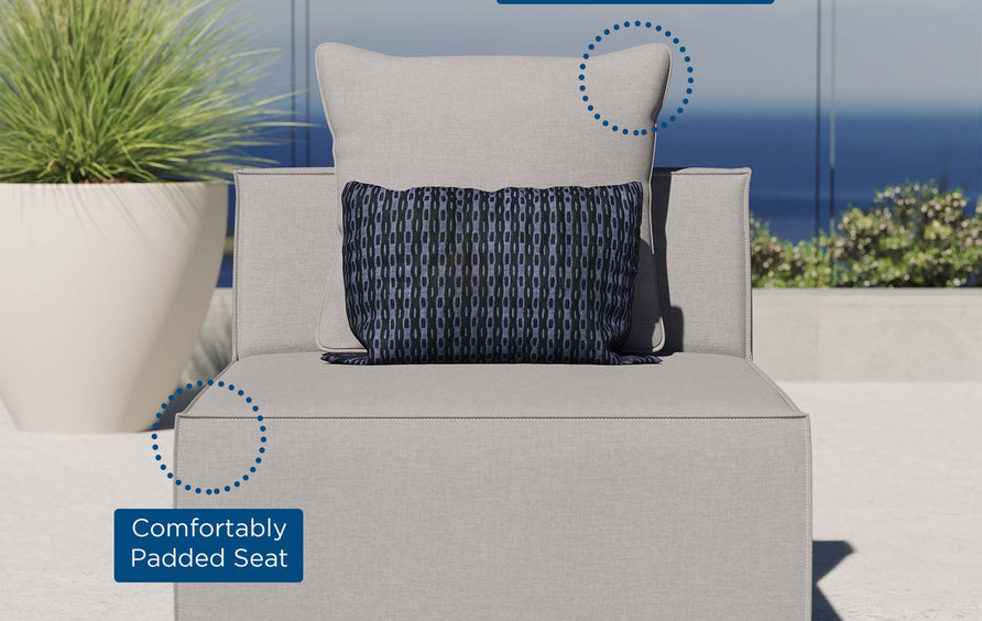 Heath Outdoor Patio Upholstered Sectional Sofa Armless Chair in Gray