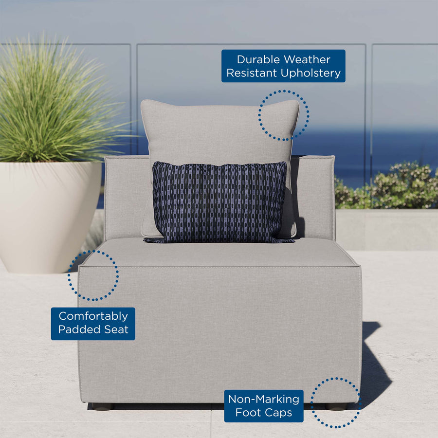 Heath Outdoor Patio Upholstered Sectional Sofa Armless Chair in Gray