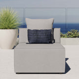 Heath Outdoor Patio Upholstered Sectional Sofa Armless Chair in Gray