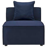 Heath Outdoor Patio Upholstered Sectional Sofa Armless Chair in Navy Blue