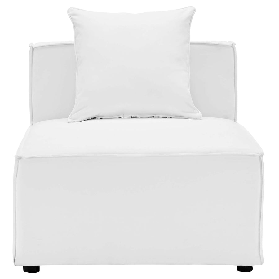 Heath Outdoor Patio Upholstered Sectional Sofa Armless Chair in White