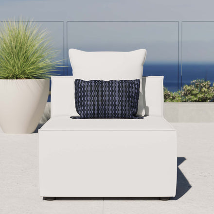Saybrook Outdoor Patio Upholstered Sectional Sofa Armless Chair in White