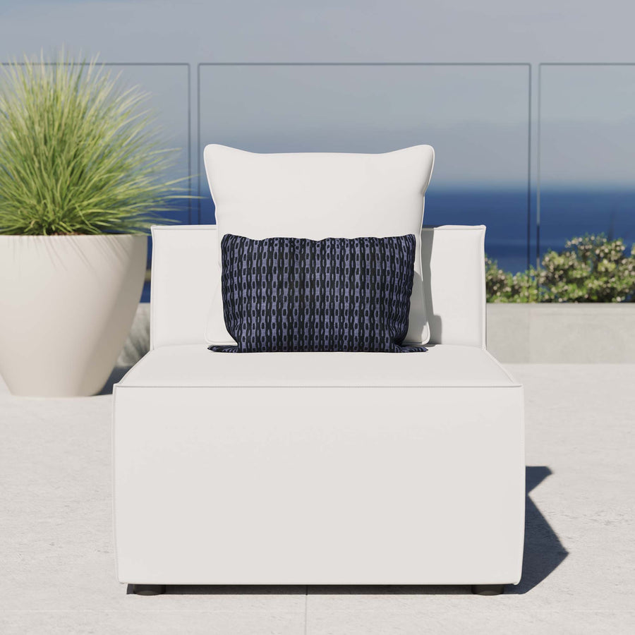 Heath Outdoor Patio Upholstered Sectional Sofa Armless Chair in White