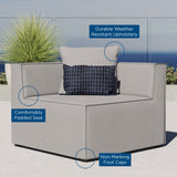 Heath Outdoor Patio Upholstered Sectional Sofa Corner Chair in Gray