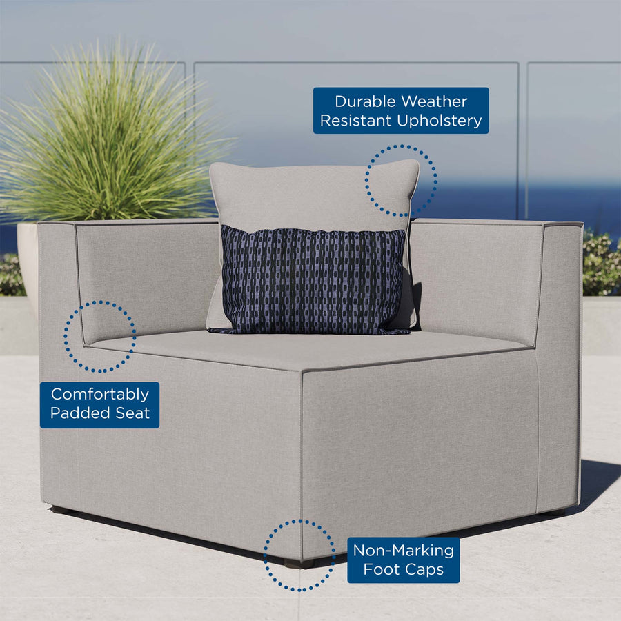 Heath Outdoor Patio Upholstered Sectional Sofa Corner Chair in Gray