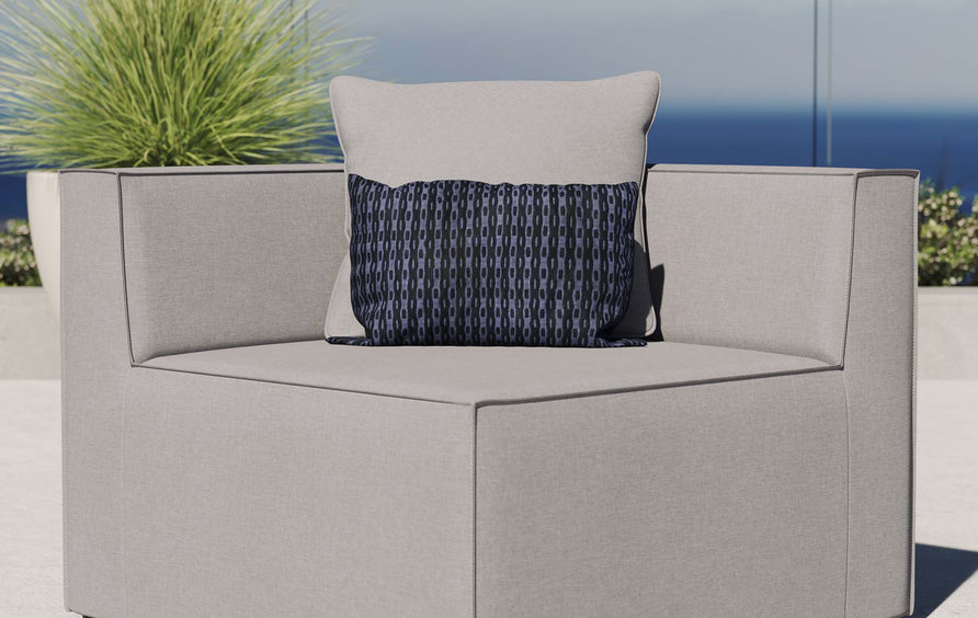 Heath Outdoor Patio Upholstered Sectional Sofa Corner Chair in Gray
