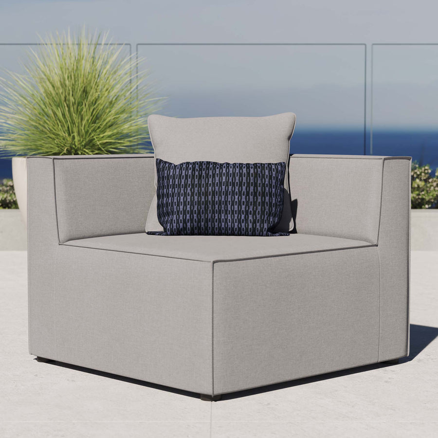 Heath Outdoor Patio Upholstered Sectional Sofa Corner Chair in Gray