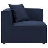 Heath Outdoor Patio Upholstered Sectional Sofa Corner Chair in Navy