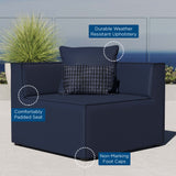 Heath Outdoor Patio Upholstered Sectional Sofa Corner Chair in Navy