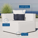 Heath Outdoor Patio Upholstered Sectional Sofa Corner Chair in White