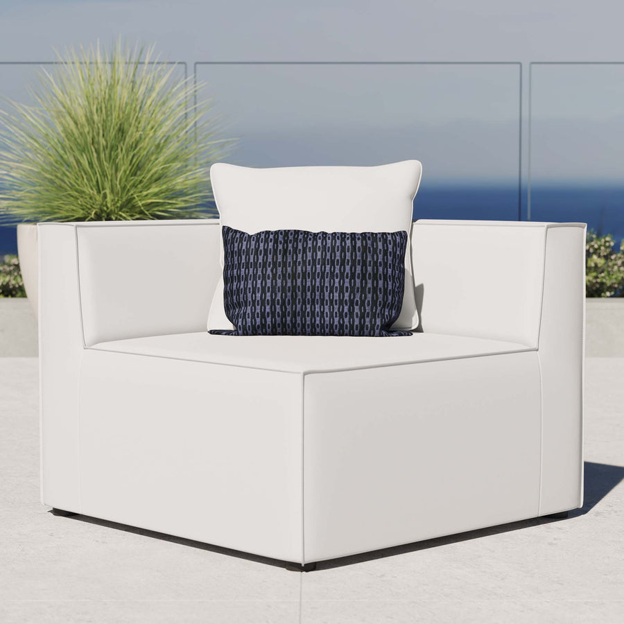 Heath Outdoor Patio Upholstered Sectional Sofa Corner Chair in White