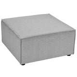 Heath Outdoor Patio Upholstered Sectional Sofa Ottoman in Gray