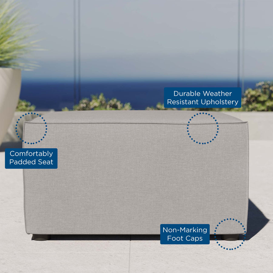 Heath Outdoor Patio Upholstered Sectional Sofa Ottoman in Gray