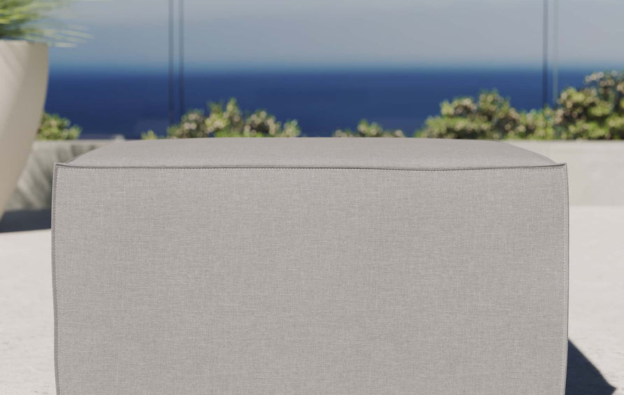 Heath Outdoor Patio Upholstered Sectional Sofa Ottoman in Gray