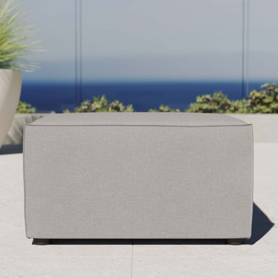 Heath Outdoor Patio Upholstered Sectional Sofa Ottoman in Gray