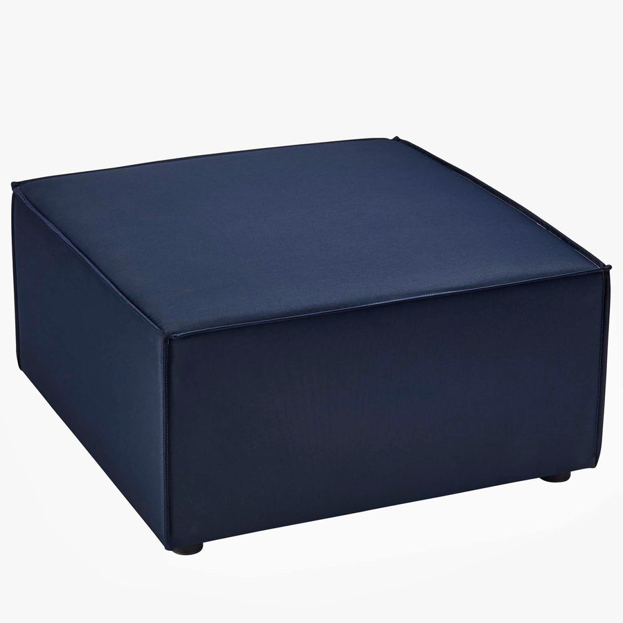 Heath Outdoor Patio Upholstered Sectional Sofa Ottoman in Navy