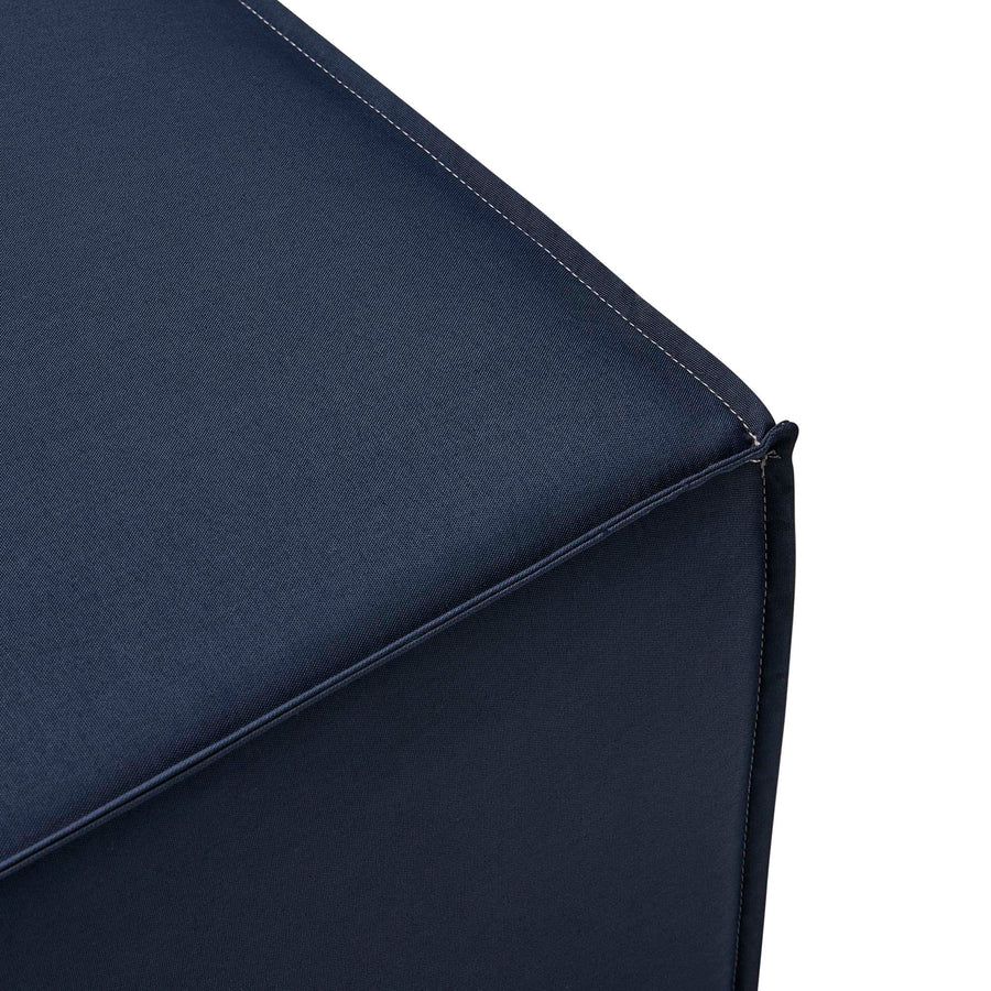Heath Outdoor Patio Upholstered Sectional Sofa Ottoman in Navy