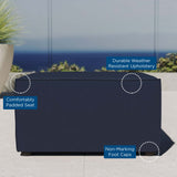 Heath Outdoor Patio Upholstered Sectional Sofa Ottoman in Navy